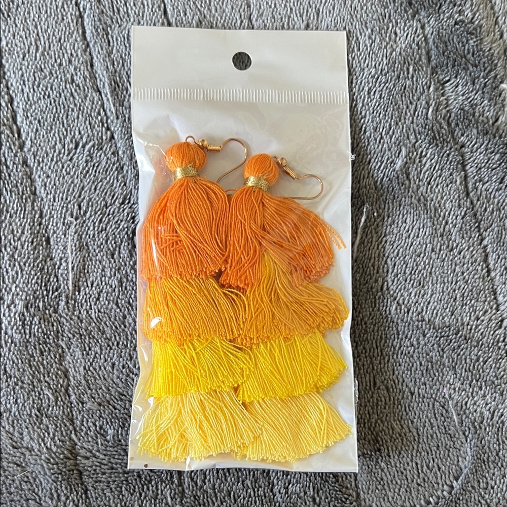 Orange and Yellow Tassel Earrings